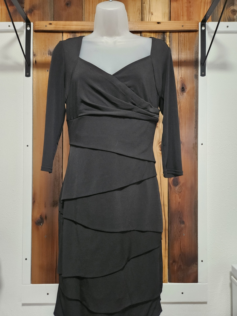 White House Black Market Black Layered Wrap Dress